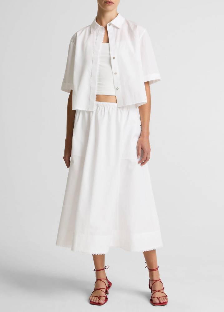 SCALLOP DETAIL MIDI SKIRT